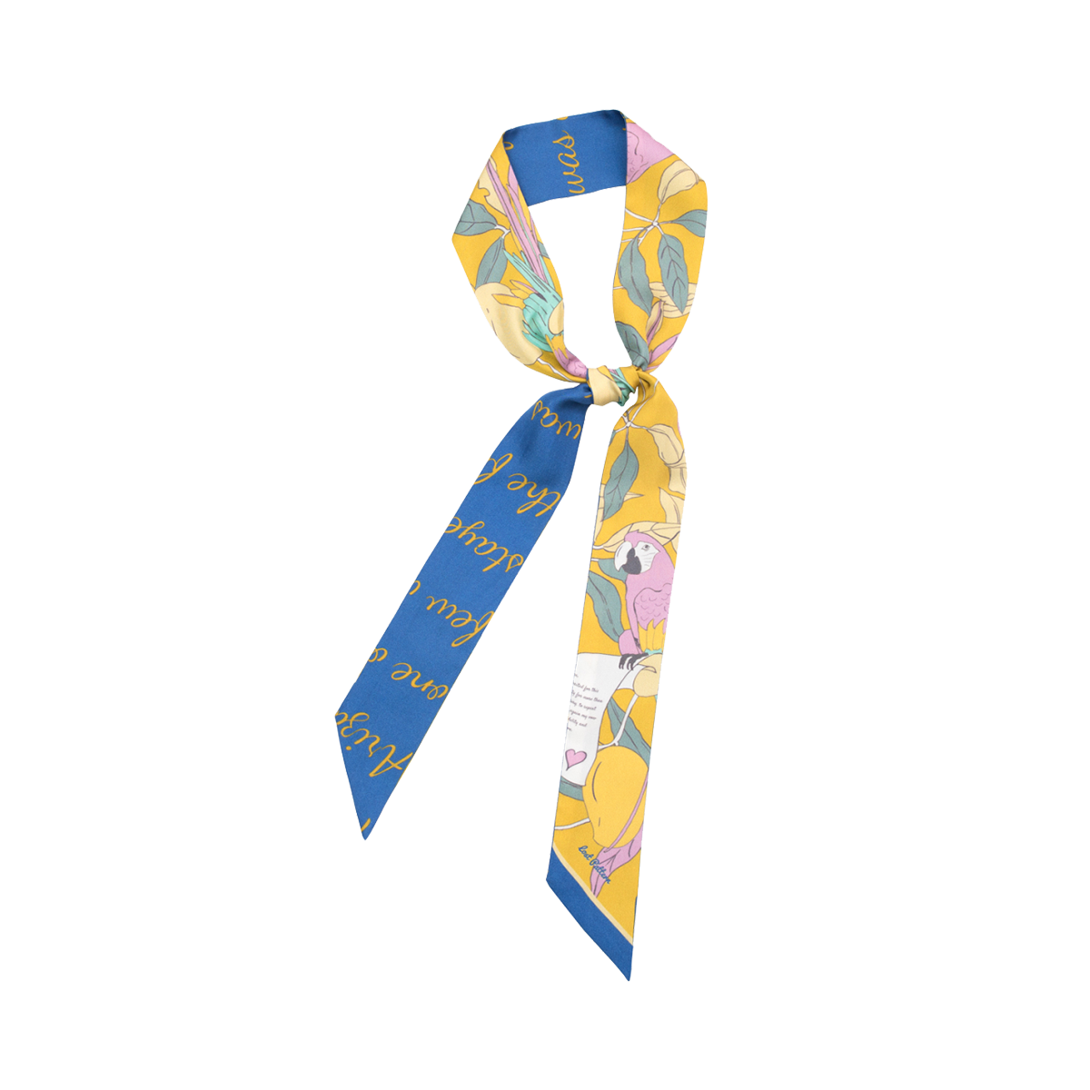 El Amor Silk Twilly Neck Bow - Yellow & Blue - Lost Pattern NYC