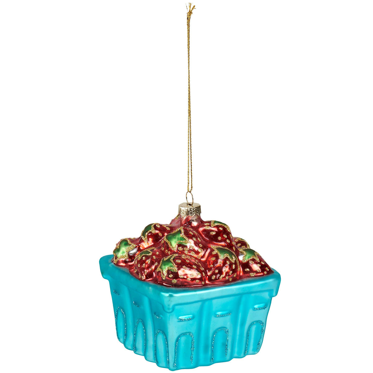 Strawberry Container Glass Ornament - Primitives by Kathy