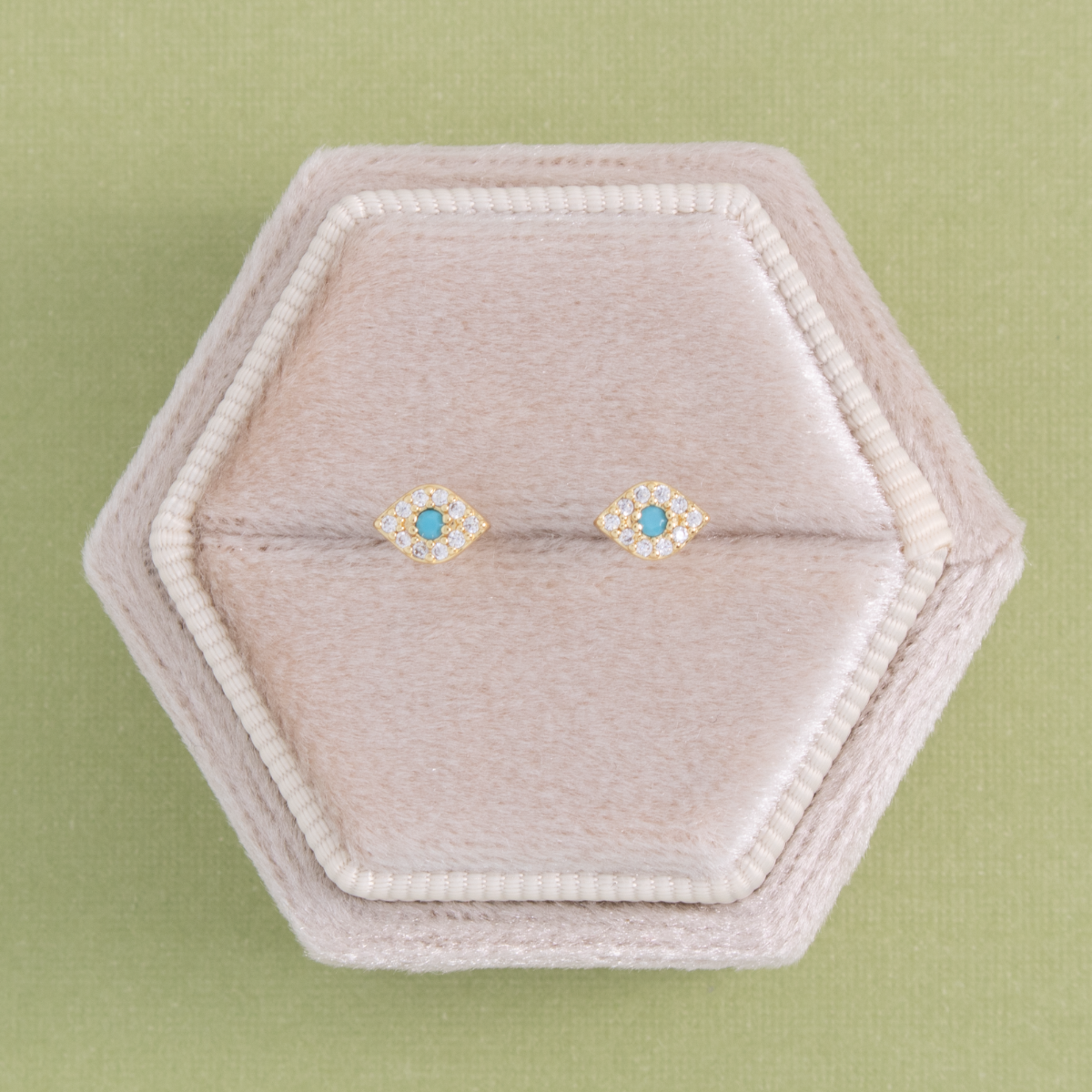 Evil Eye Studs on Velvet Tag