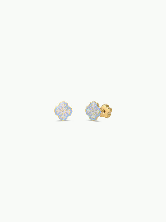 Snowflake Enamel Flat Back Kids Earrings - JaxKelly