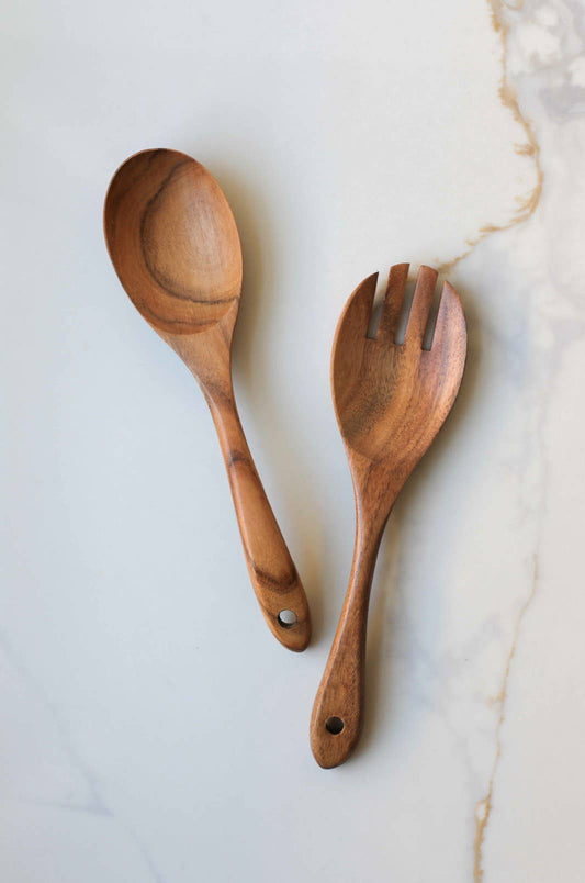 Wood Salad Spoon and Fork