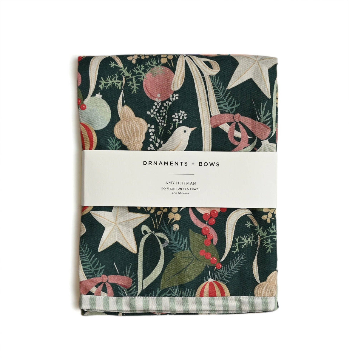 Ornaments and Bows Tea Towel - Amy Heitman