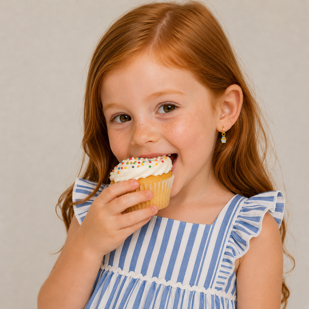 Cupcake Enamel Charm Hoop Kids Earrings - JaxKelly