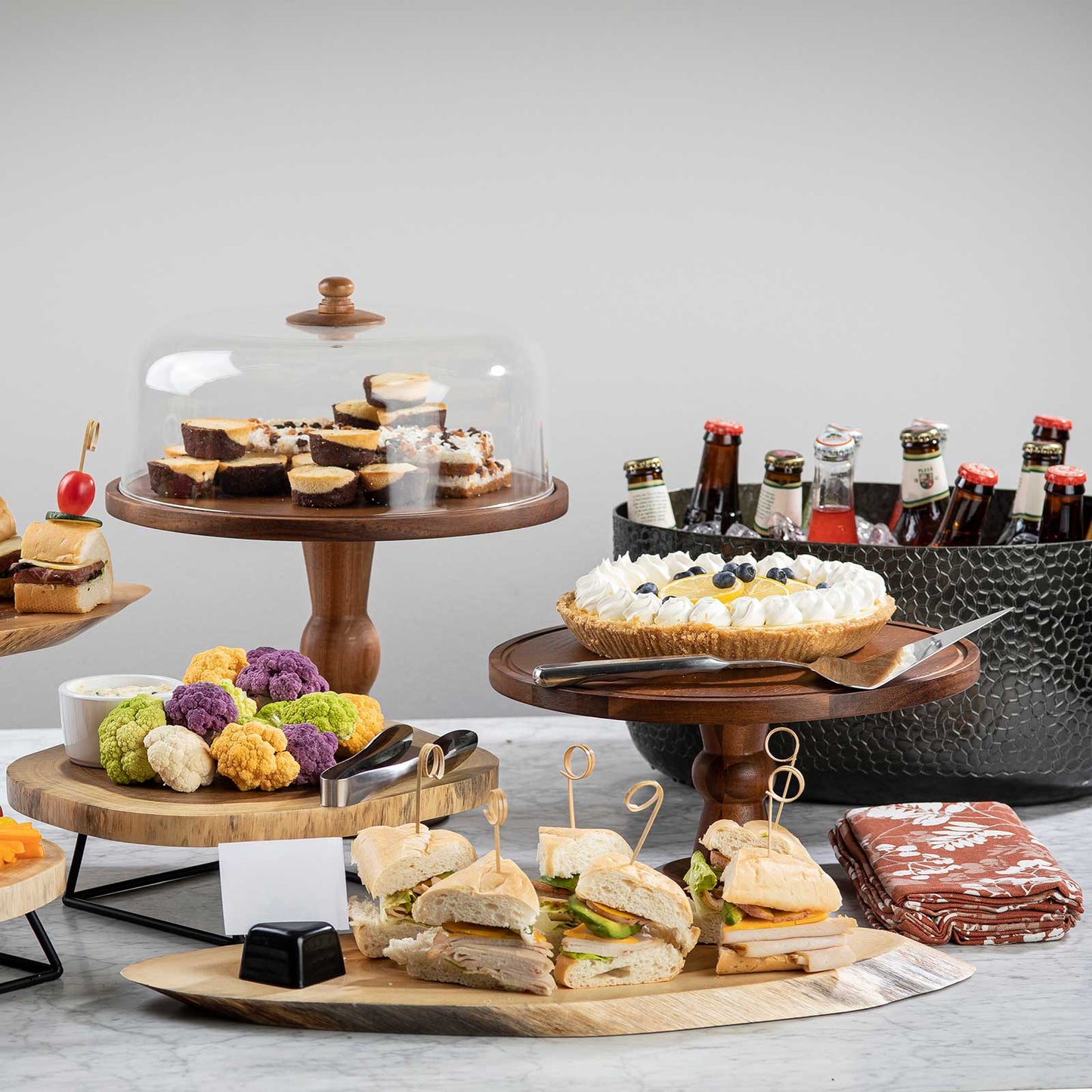 Acacia Cake Stand - tall