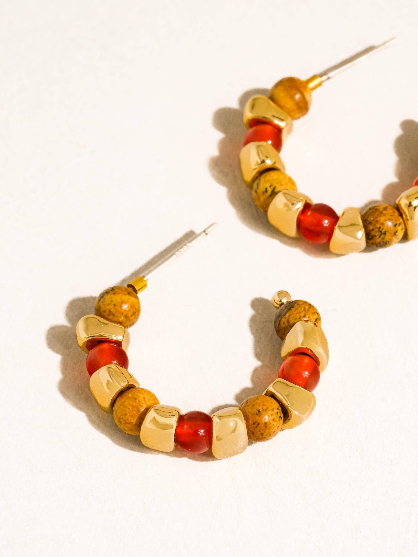 Noisette 18K Gold Boho Beaded Hoop Earrings