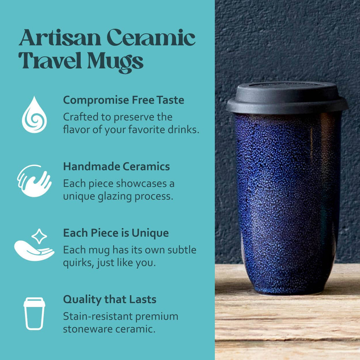 Abyss Ceramic Travel Cup 16oz - Nova Ceramics Travel Mugs