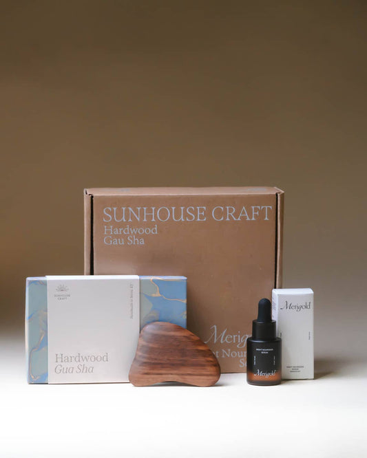 Wood Gua Sha and Night Serum Set - Merigold