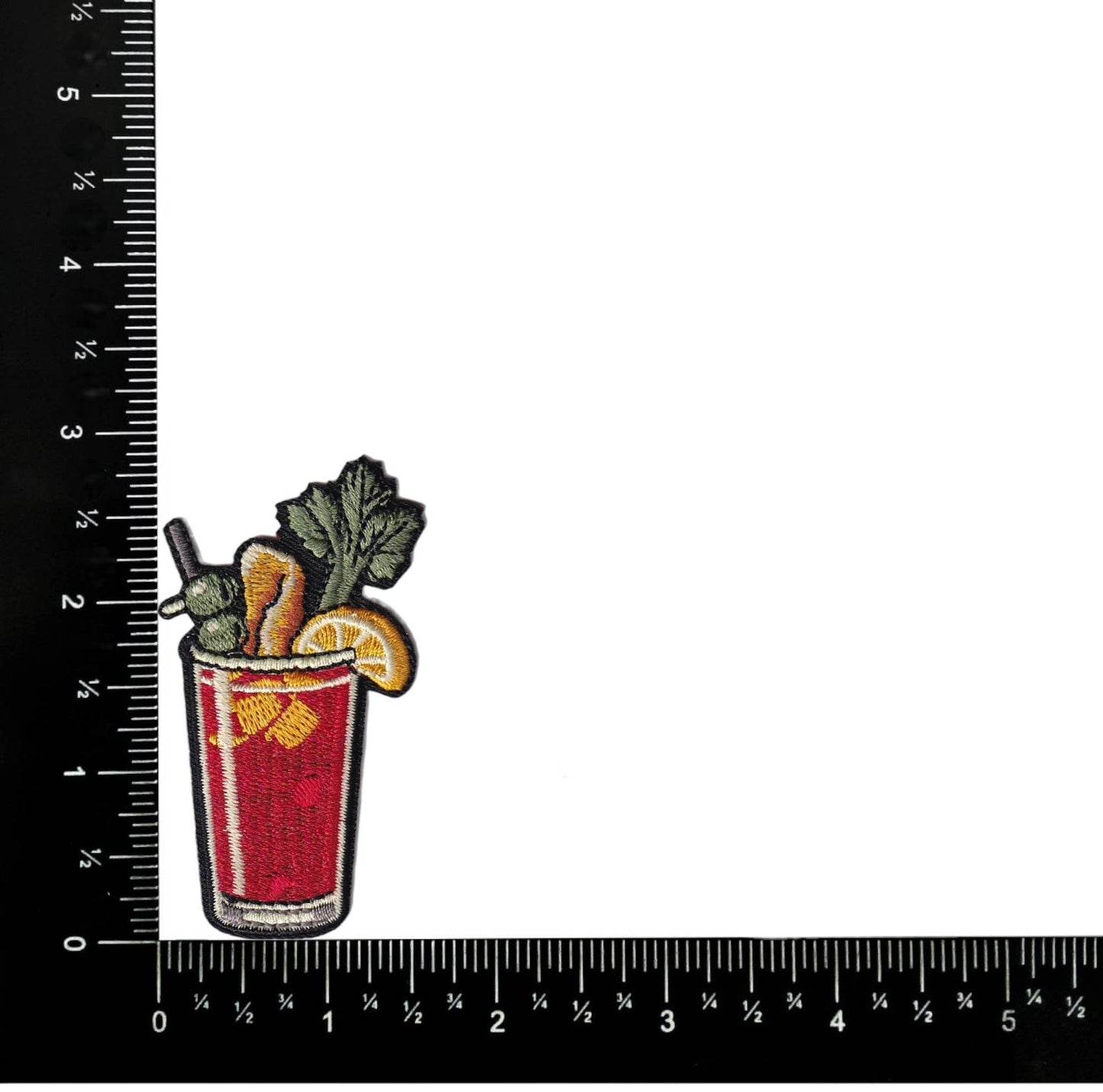 Wholesale Applique - Bloody Mary Cocktail, Olives celery Pork Rings Iron on Patch