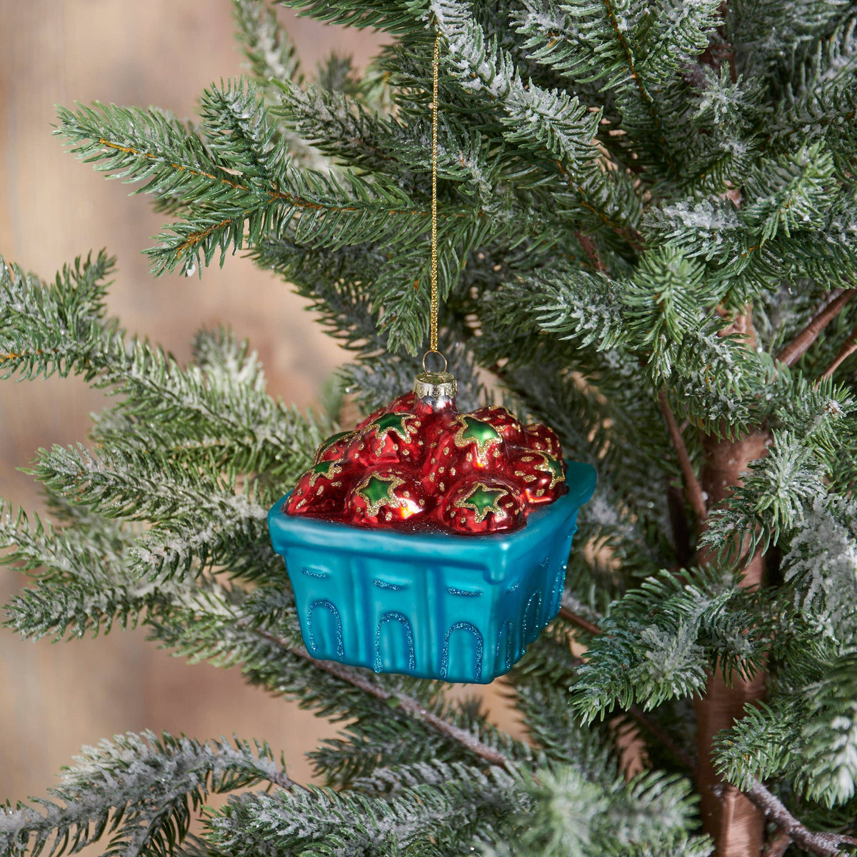 Strawberry Container Glass Ornament - Primitives by Kathy