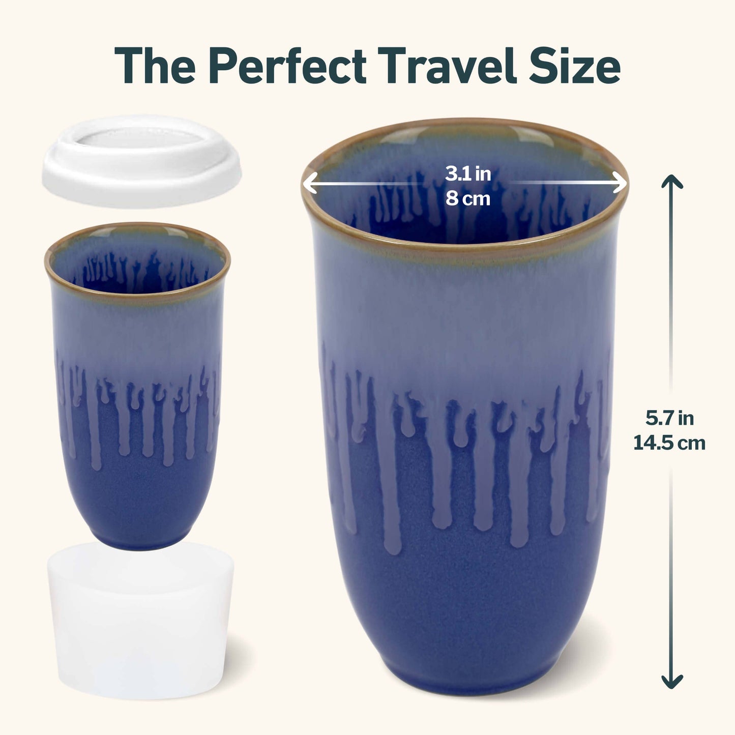 Nova Ceramics Travel Mugs - Neptune Ceramic Travel Mug – 16oz with Lid & Sleeve