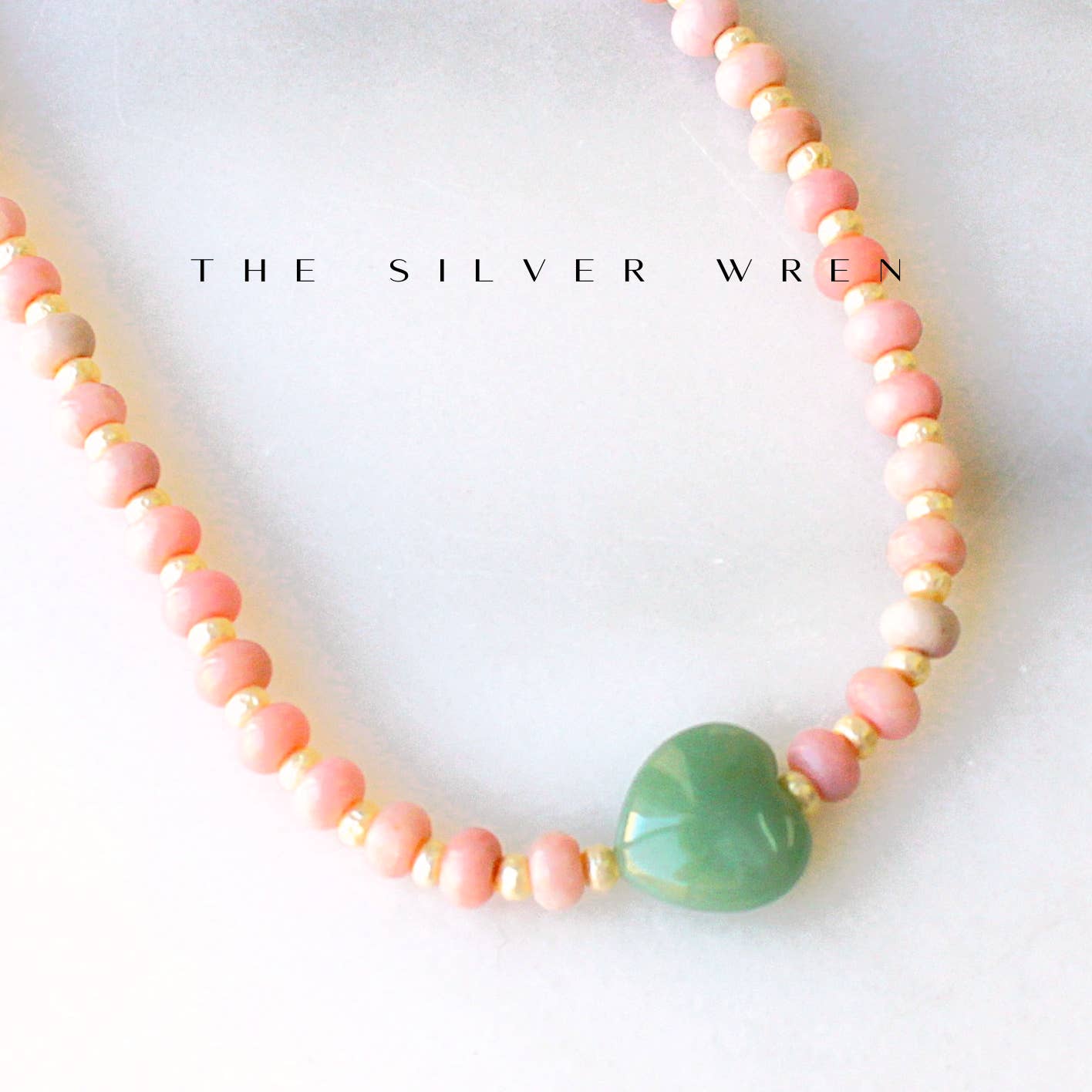 Arden Pink Opal Necklace - Heart Jewelry - Small Batch