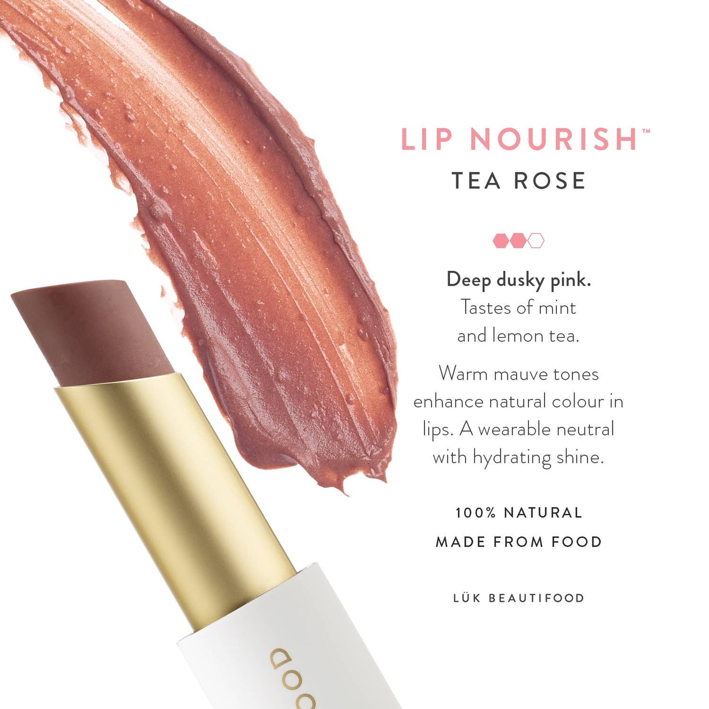 Tea Rose LÜK BEAUTIFOOD - Lip Nourish™ Sheer Lipstick