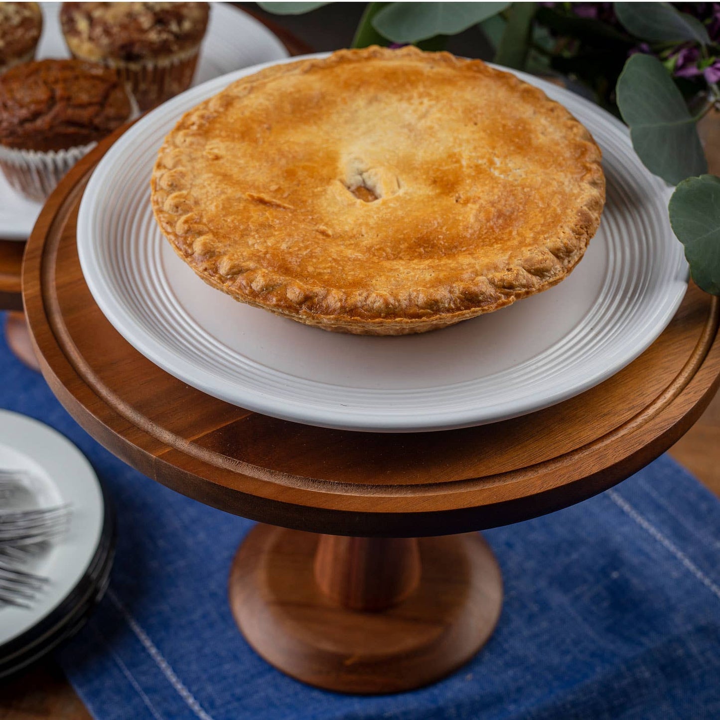 Acacia Cake Stand - tall