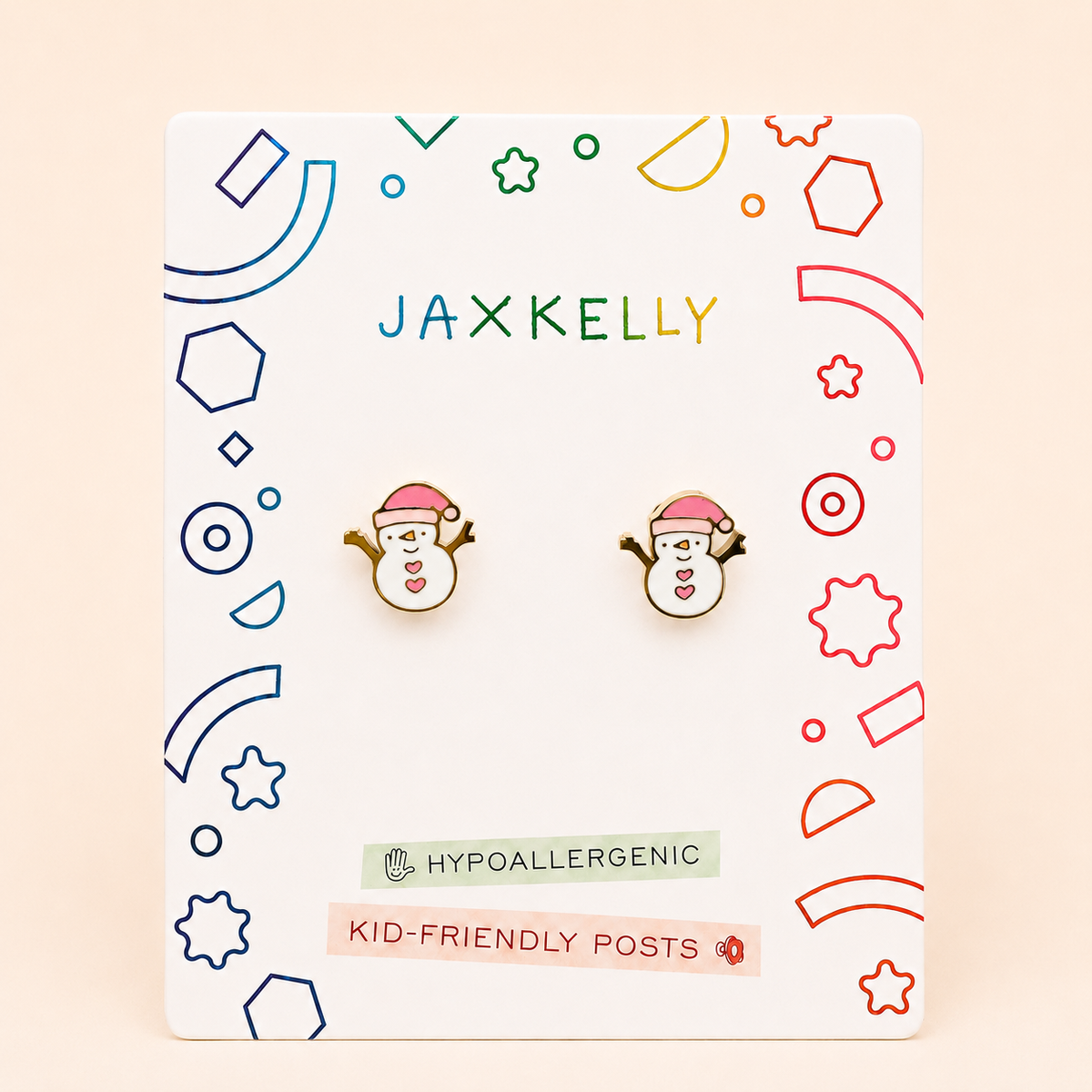 Snowman Enamel Flat Back Kids Earrings - JaxKelly