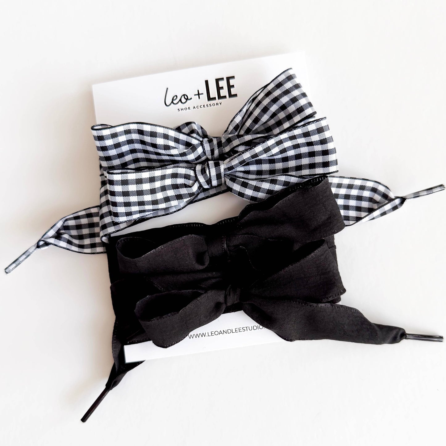 Gingham Shoe Lace Sets– Ribbon Bow Shoe Accessories