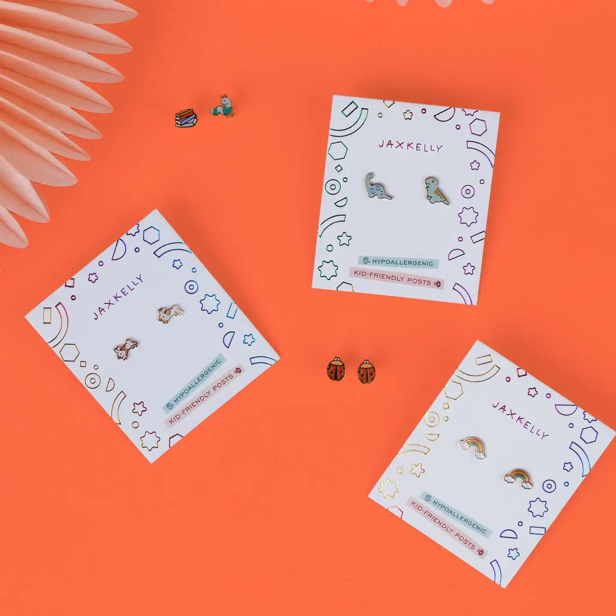 Ladybug Enamel Flat Back Kids Earrings - JaxKelly