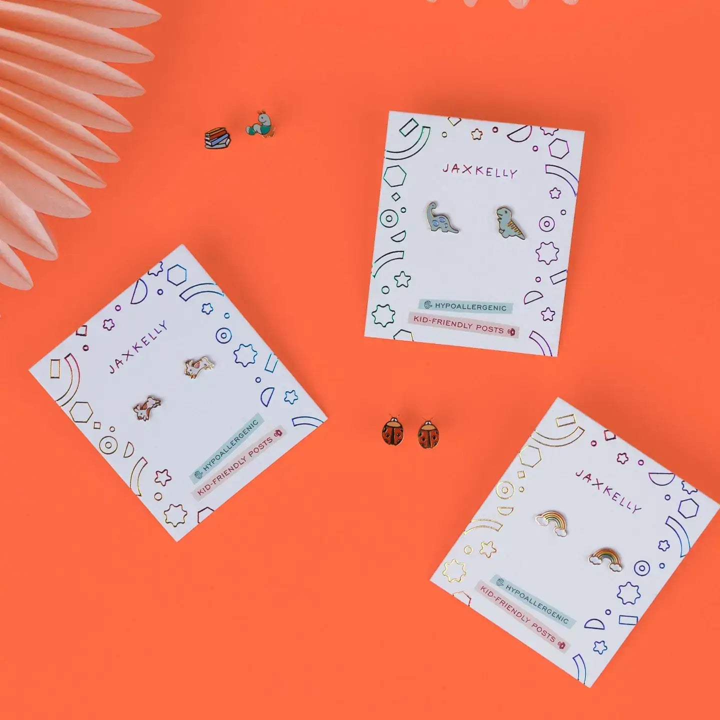 Bookworm Enamel Flat Back Kids Earrings - JaxKelly