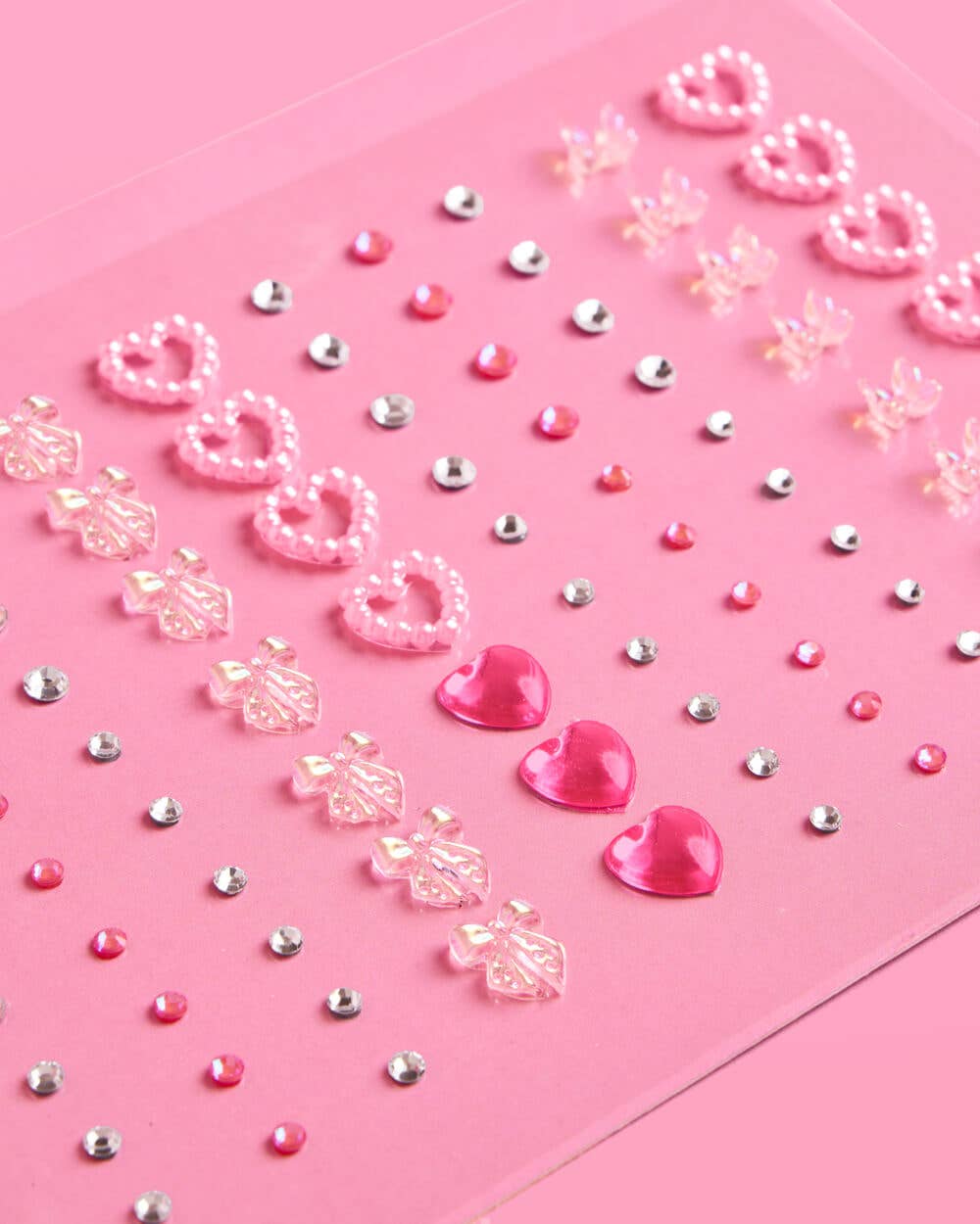 Bow And Heart Face Gems | Pink Pearls, Crystal Stickers
