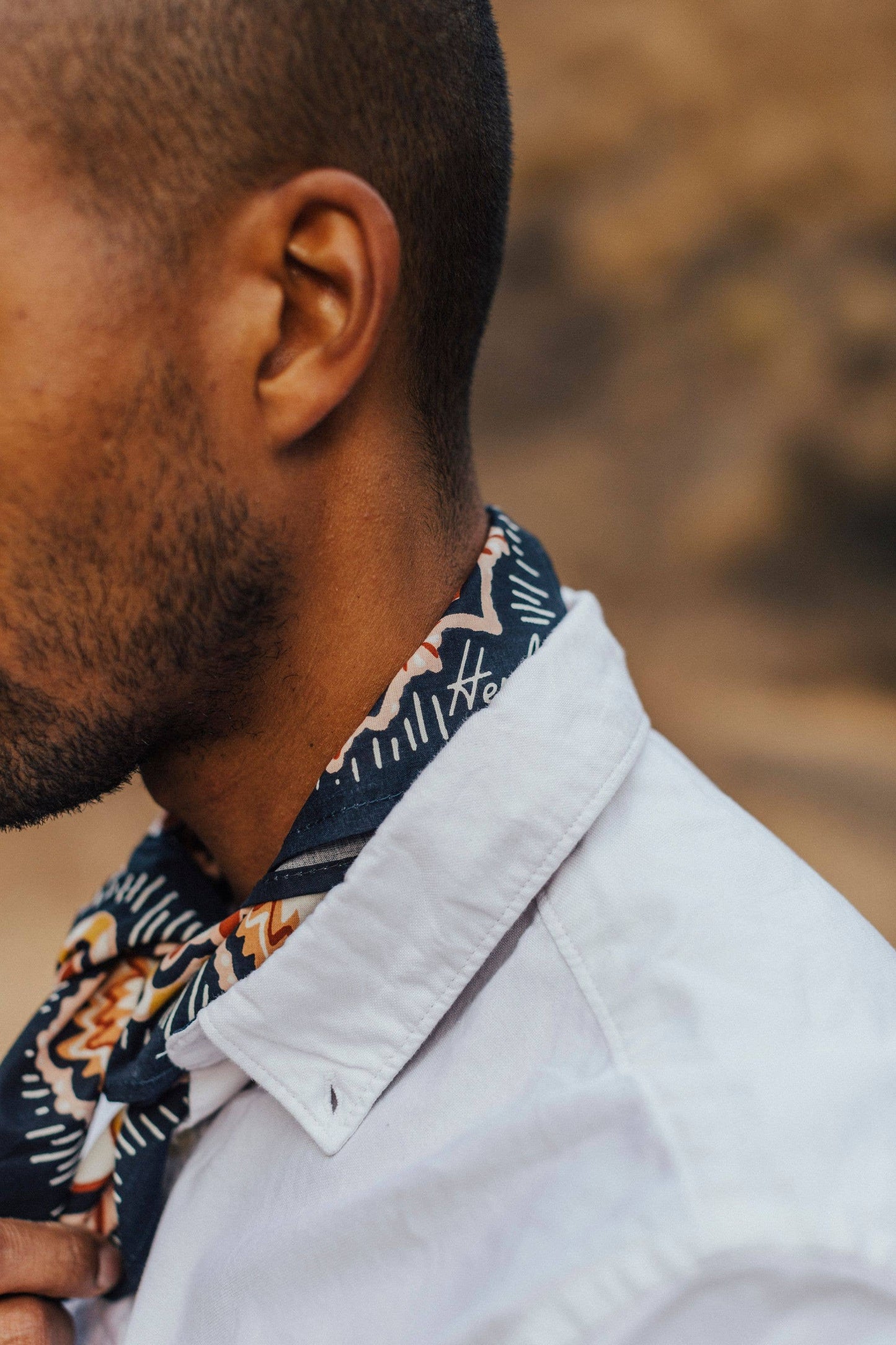 Navy and brown handkerchief