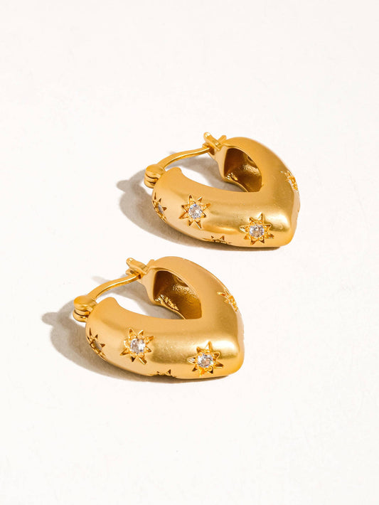 Flânerie by MAIQ - Desi 18K Gold Star CZ Heart Hoop Earring