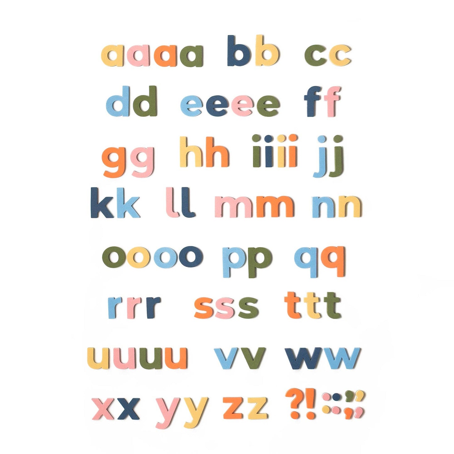 Rainbow Mod Letters - The Type Set Co. - 2" 75pc Lowercase Magnetic Letters