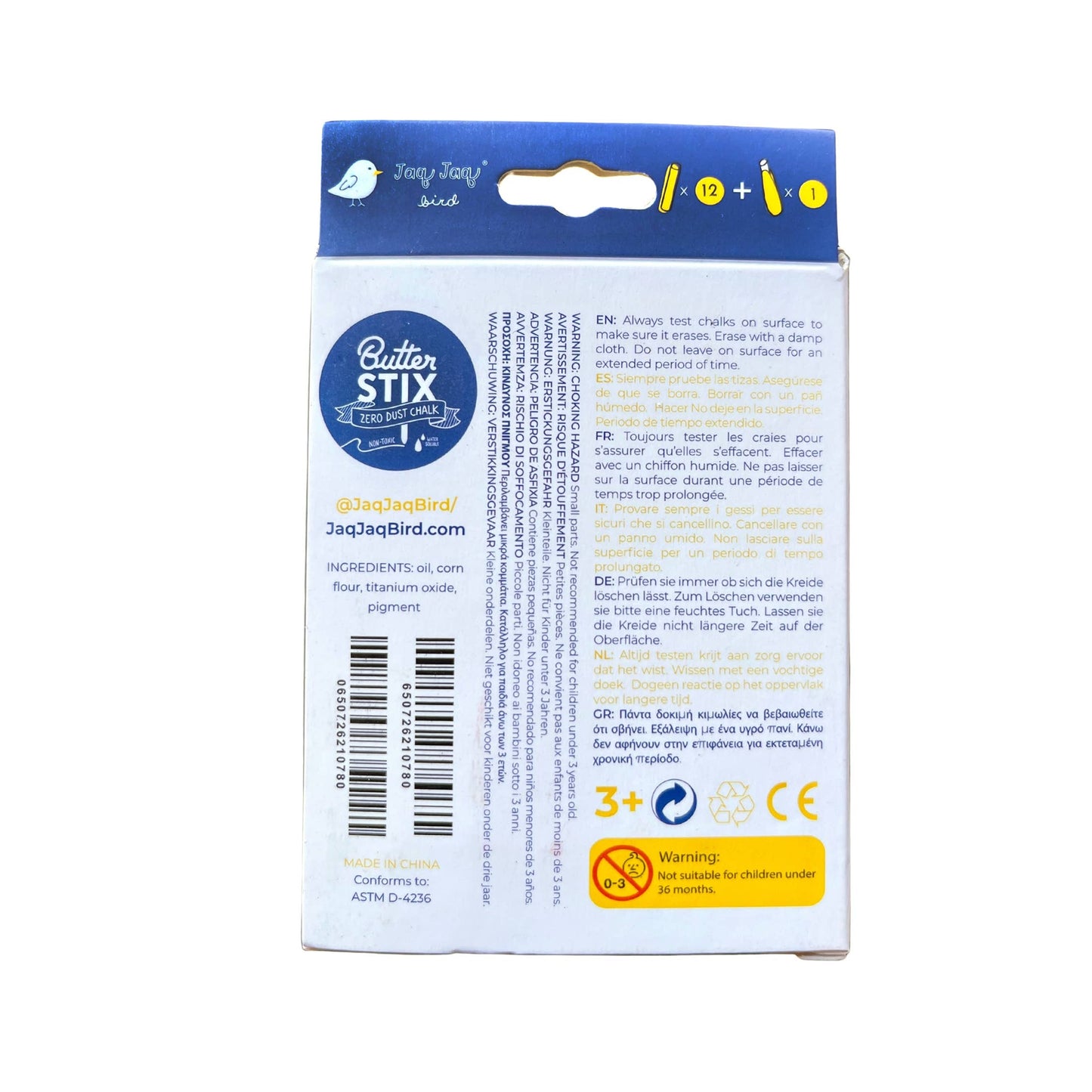 Colored ButterStix® - Dustless Chalk Colors with Holder 12 pcs