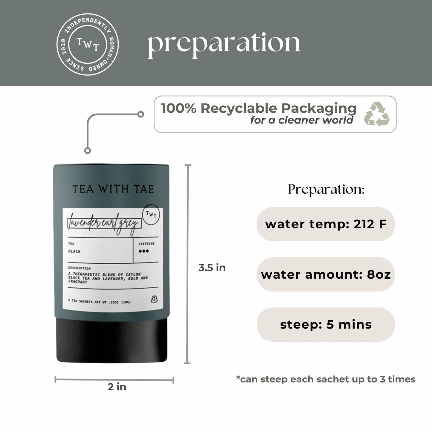 Lavender Earl Grey Black Tea Mini Tea Tube Gift (5 tea bags)