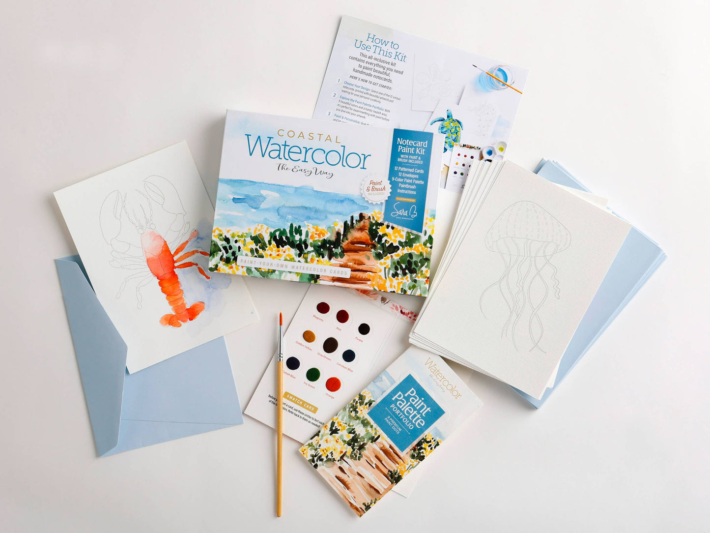 Schiffer Publishing - Watercolor the Easy Way Paint-Your-Own Cards - Coastal