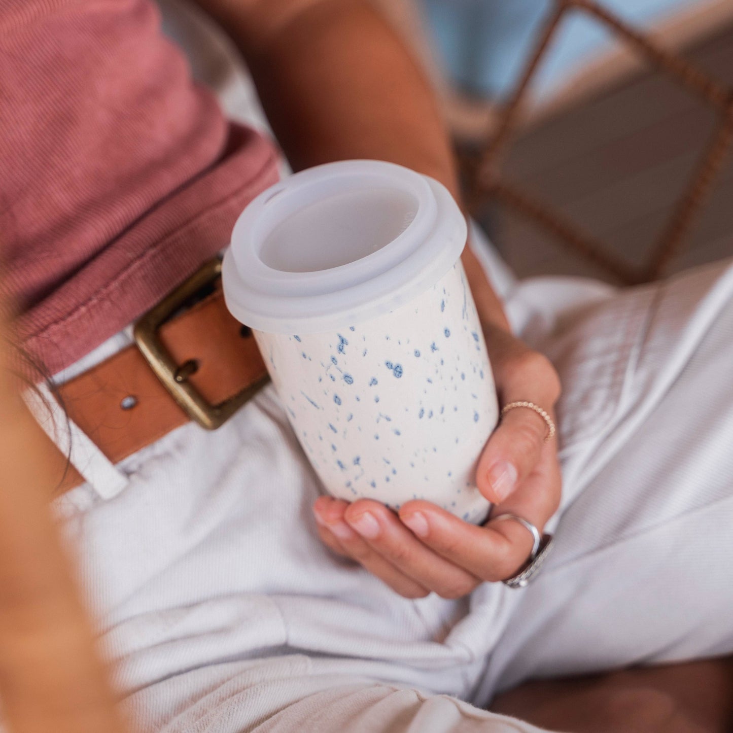 Dot Nova Ceramics Travel Mugs - Ceramic Travel Mug – 16oz with Lid & Sleeve