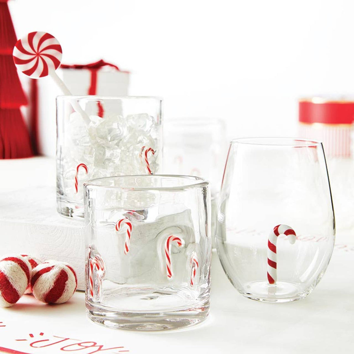 Candy Cane DOF Icon Glass - Slant Collections by Creative Brands