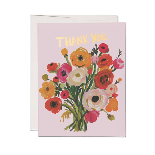 Ranunculus Bouquet Red Cap Cards