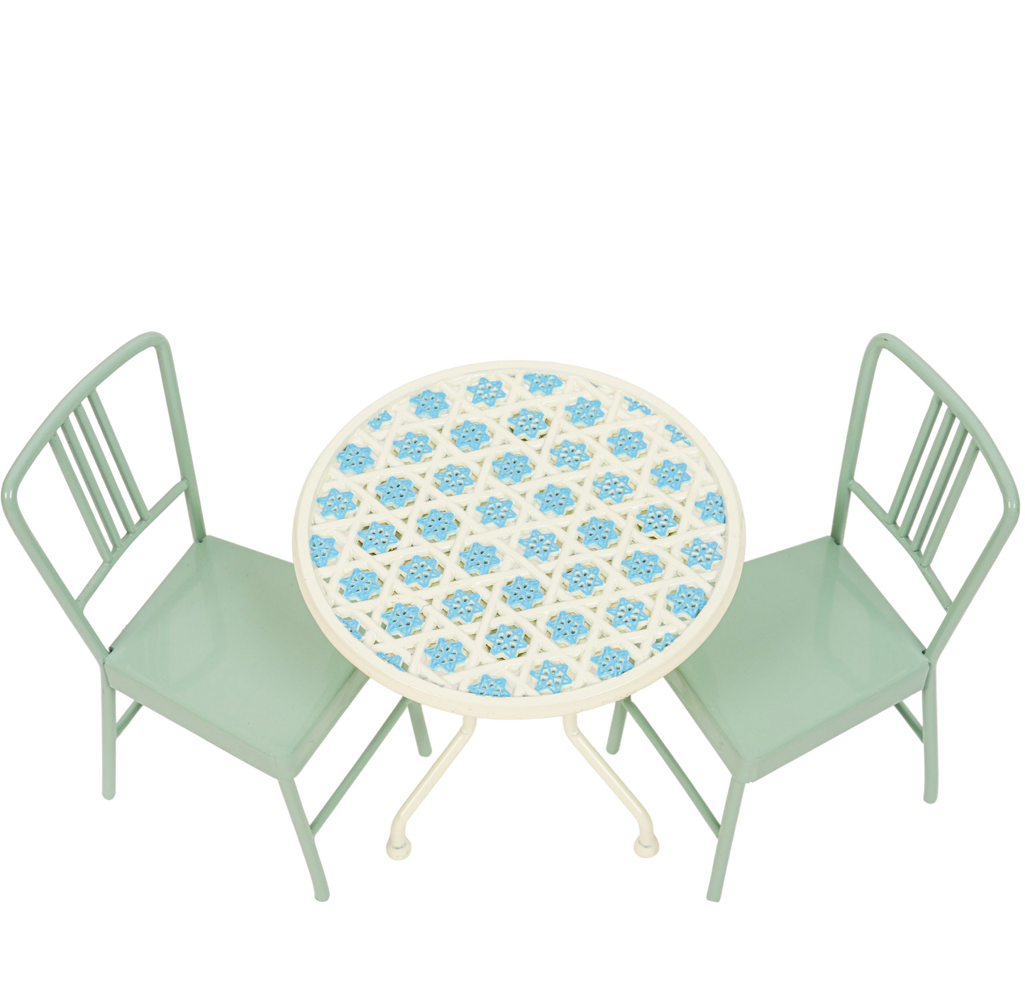 Green Table and Chairs Fresh Green Floral Pattern