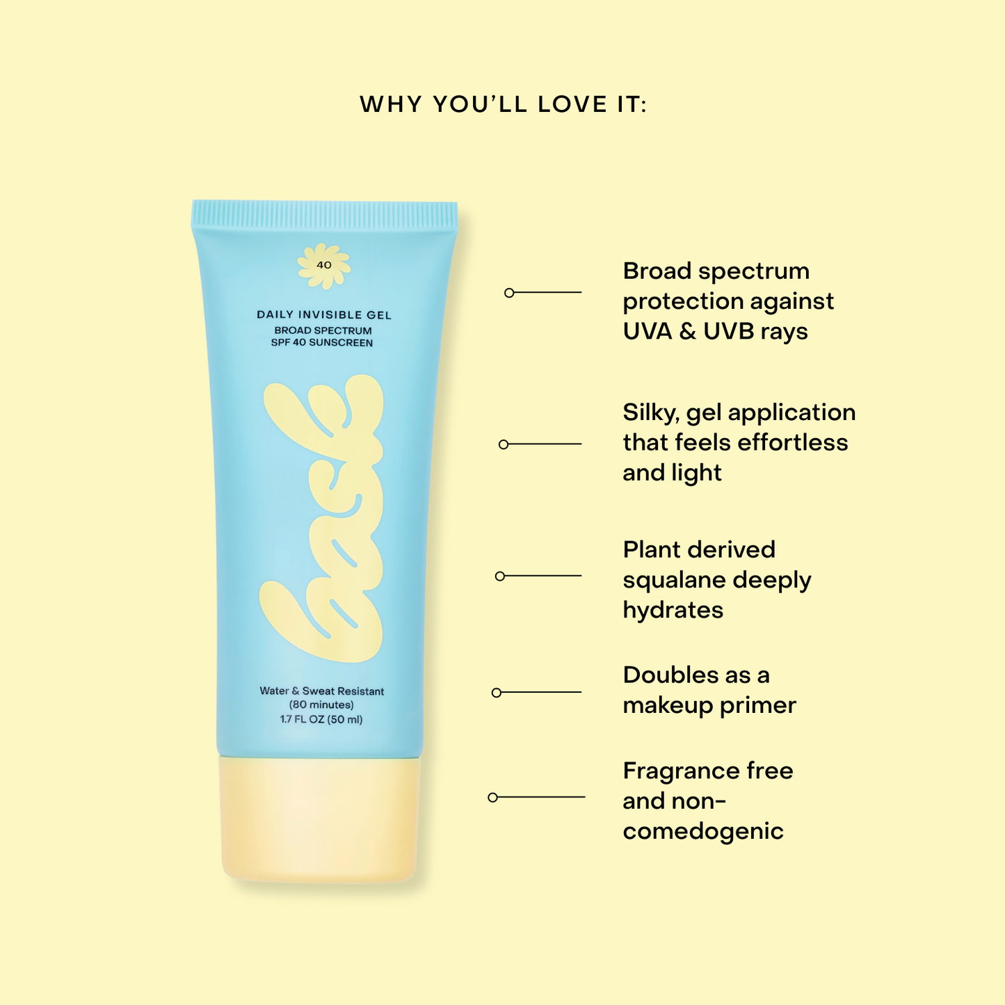 Bask gel SPF 40 Daily Invisible Gel Face Sunscreen