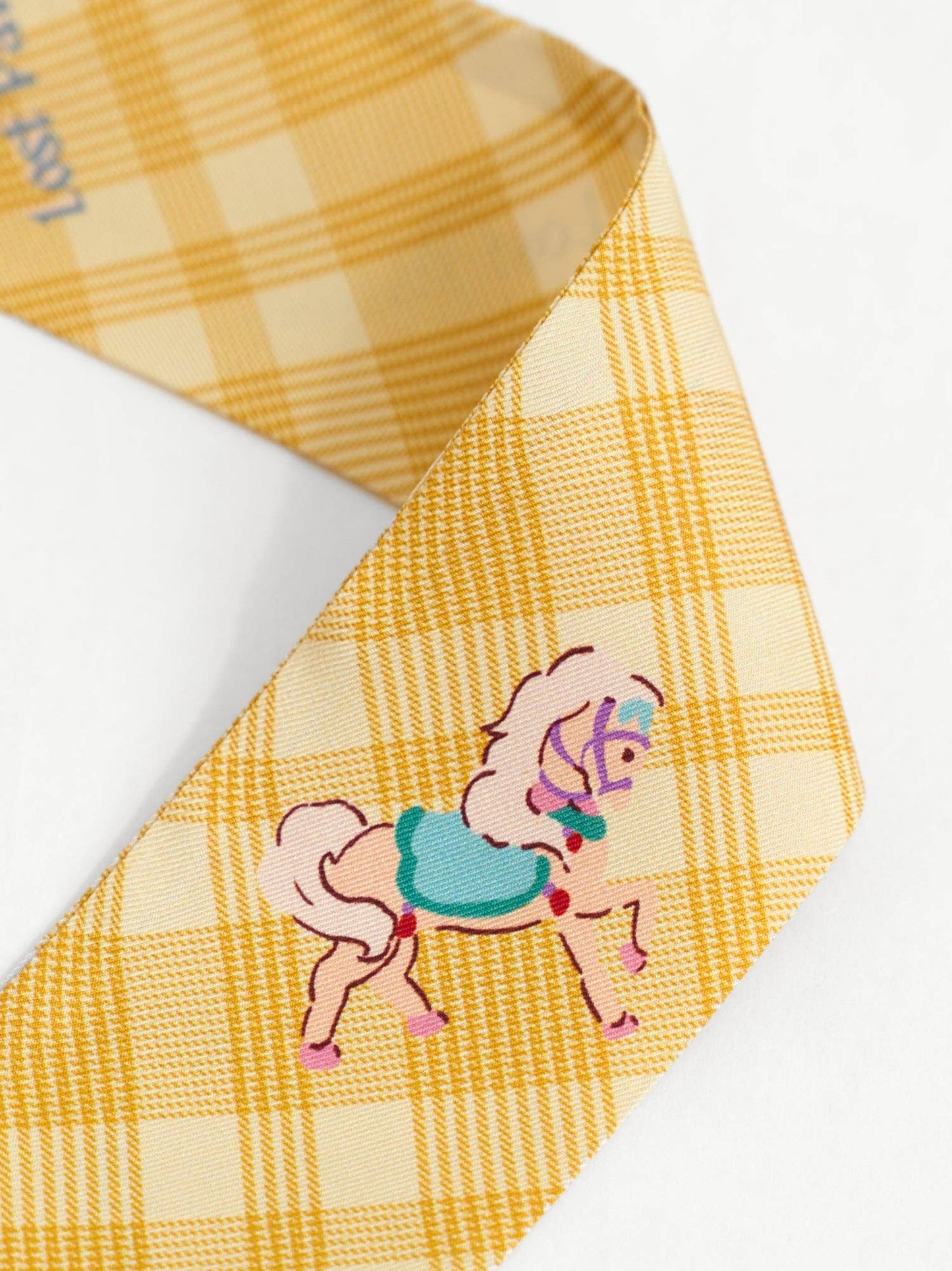 Pop Pony Silk Twill Skinny Scarf - Yellow - Lost Pattern NYC