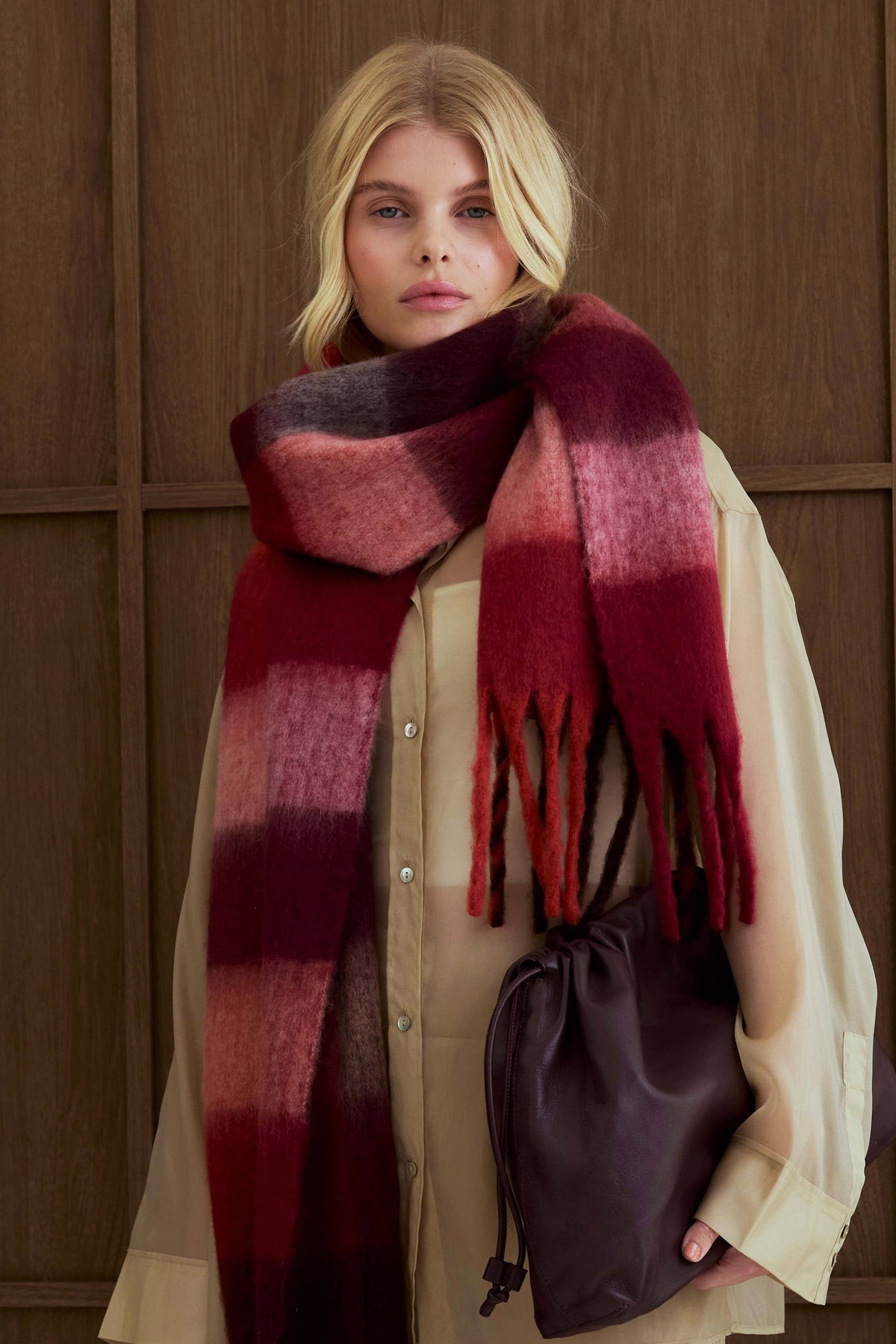 Burgundy check Reykjavik Scarf - Arctic Fox & Co. - North America - The Reykjavik Scarf - 100% Recycled - FW26