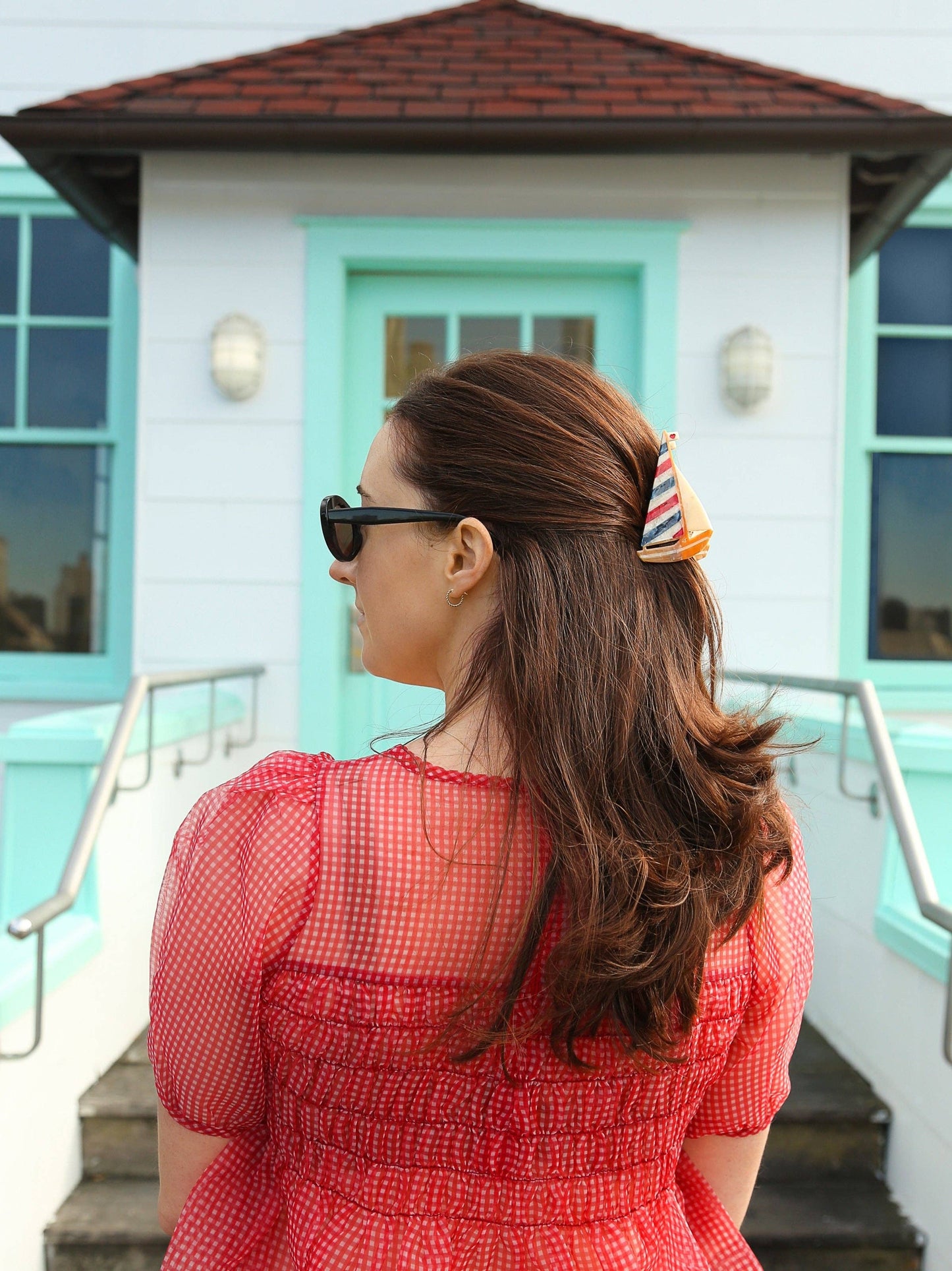 Sailboat - Solar Eclipse - Hand-painted Claw Hair Clip | Eco-Friendly