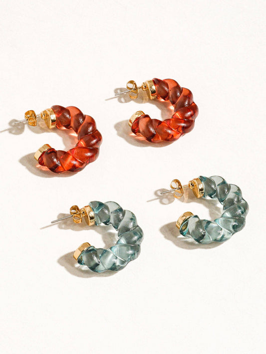 Flânerie by MAIQ - Ruby Summer Braided C-Hoop Earring
