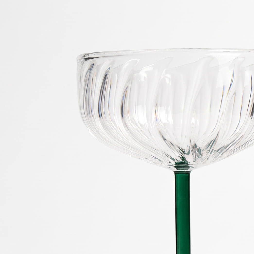 Swirl Cocktail Glass | Clear and Green Stemmed | 150ml - Casa Amarosa