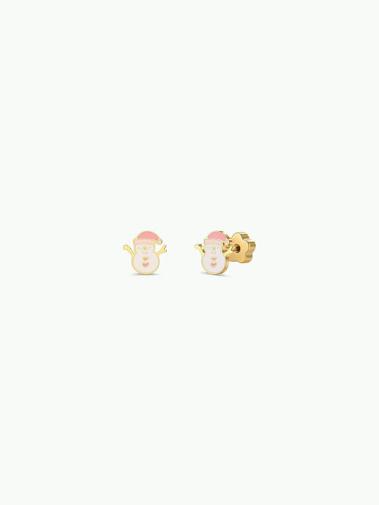Snowman Enamel Flat Back Kids Earrings - JaxKelly