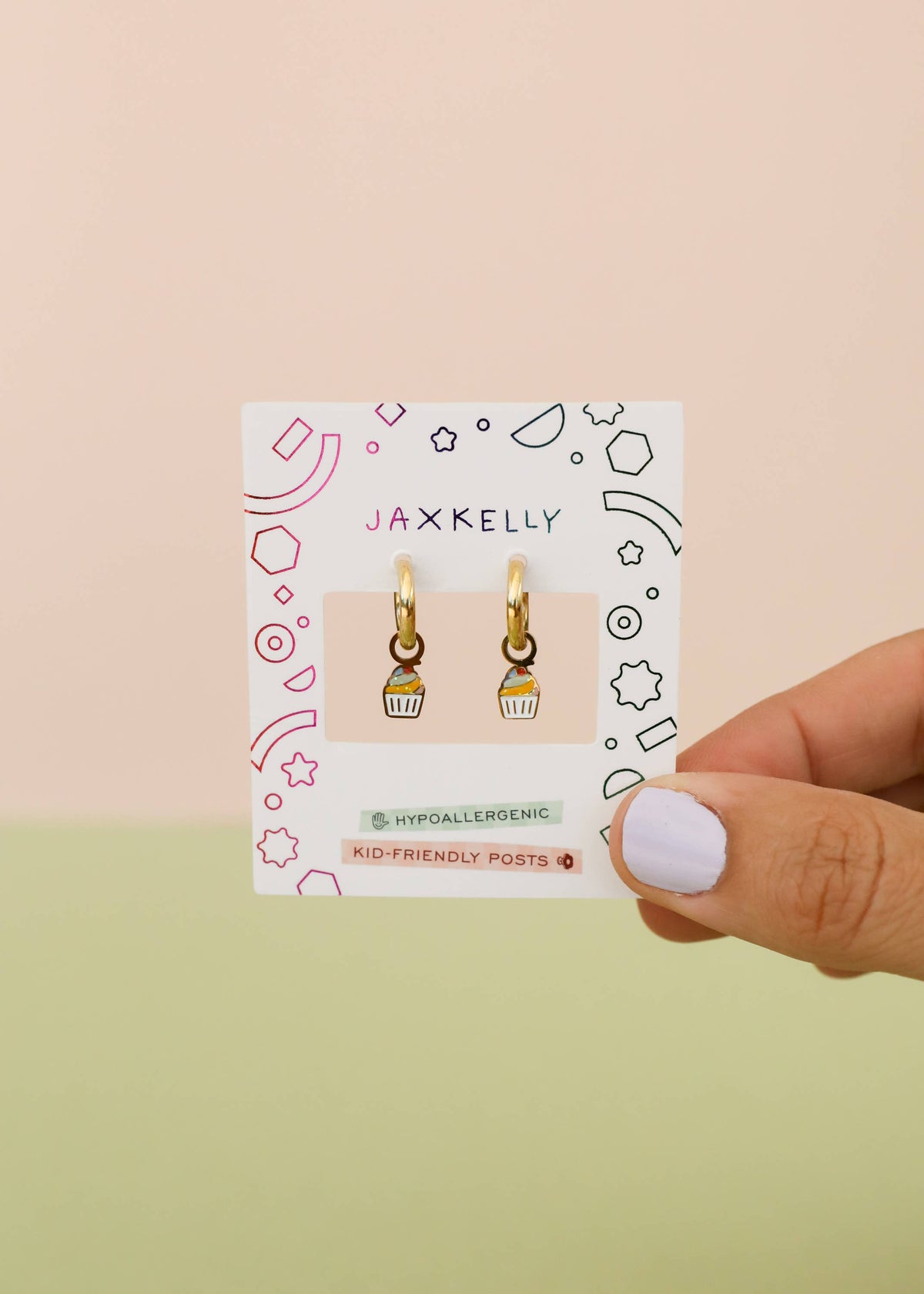 Cupcake Enamel Charm Hoop Kids Earrings - JaxKelly
