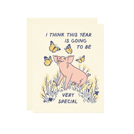 Special Pig Birthday Greeting - Wallflower Paper & Party