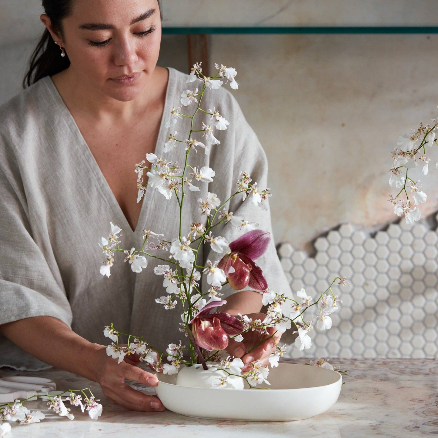 Ceramic Oval Flower Frog
