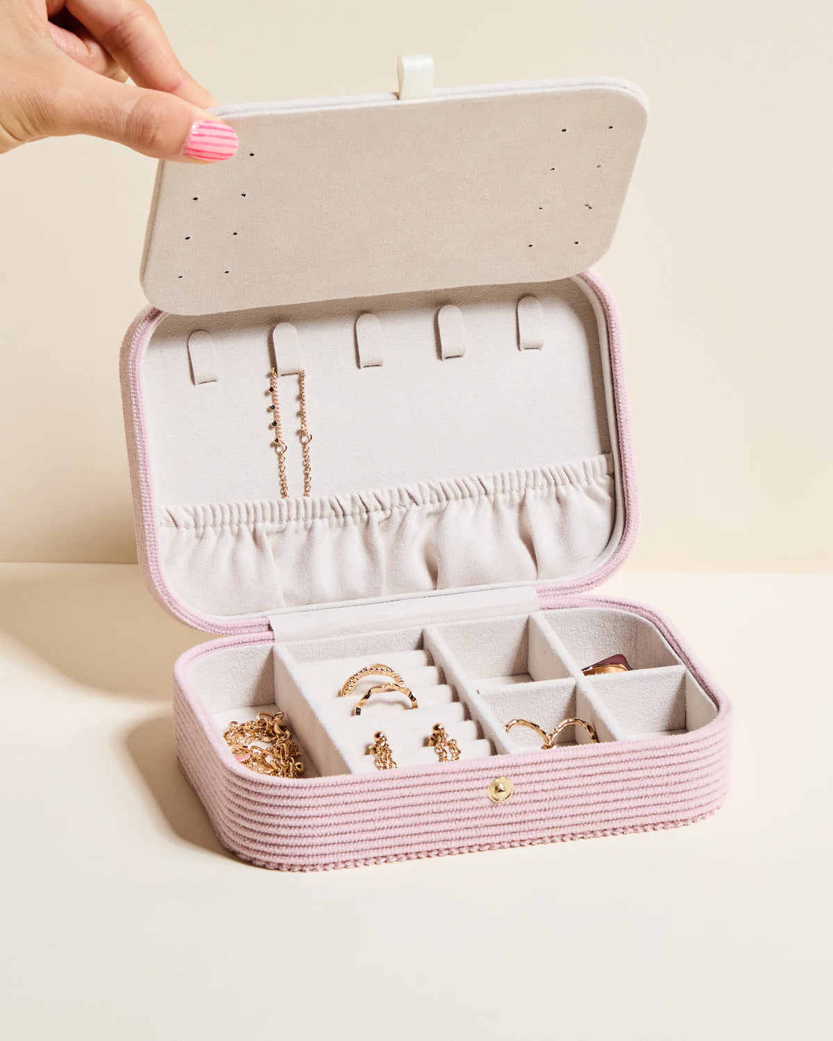 Brigitte corduroy travel jewelry box