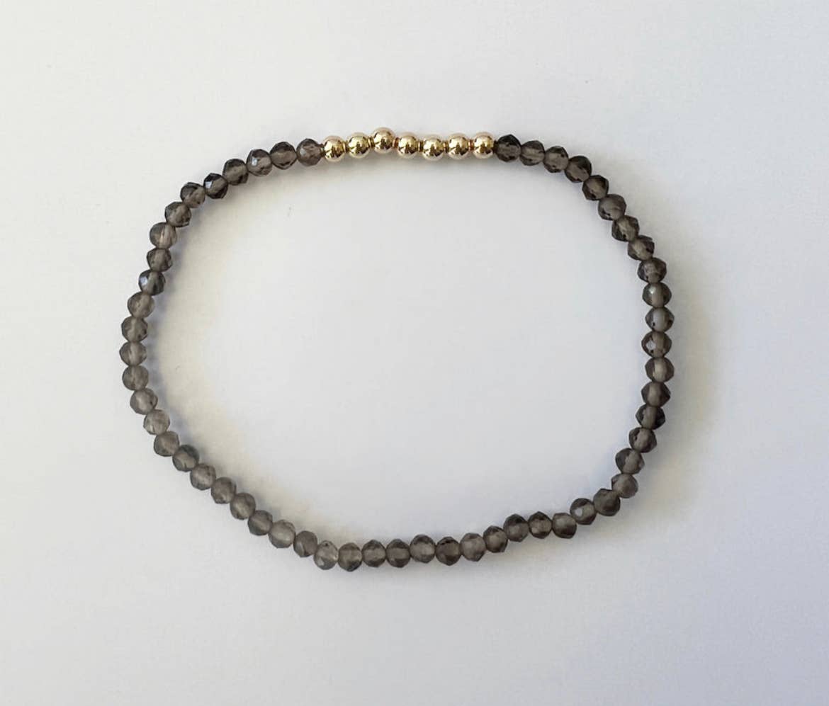 Grounding - Smokey Quartz Beaded Stretch Bracelet - grey + elle - Healing Vibes Collection