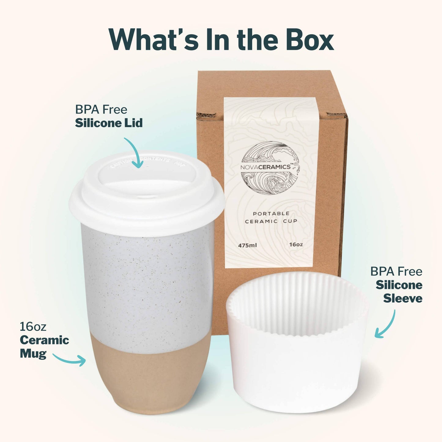Nova Ceramics Travel Mugs - Dune 16oz Ceramic Travel Mug – (Includes Lid & Band)