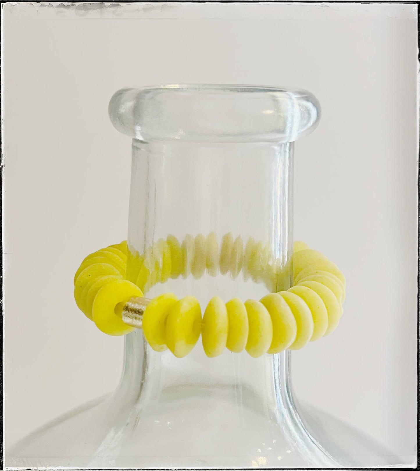 Yellow Ashanti Glass Bead Stretch Bracelet