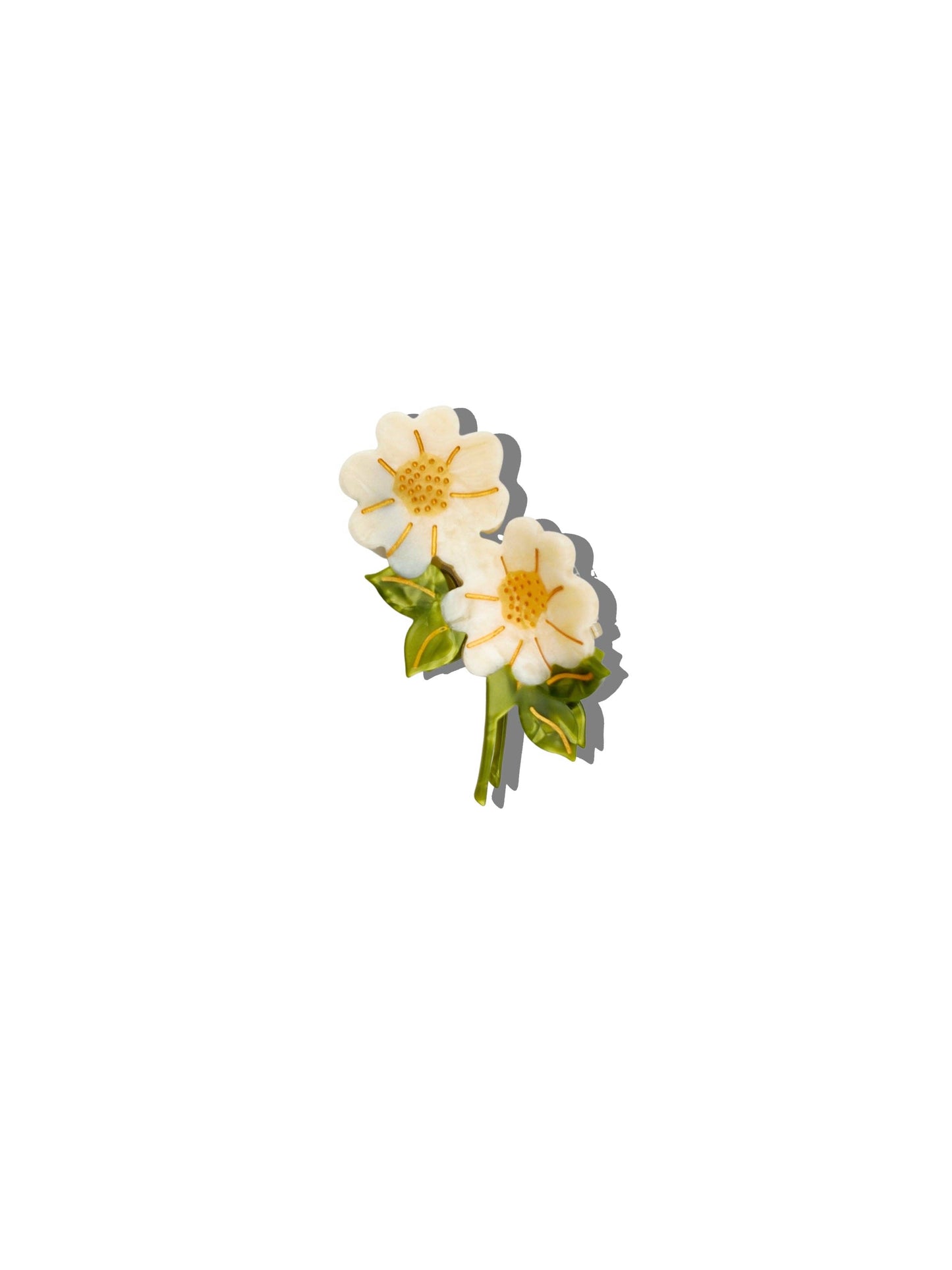 Vintage Daisy Stem - Solar Eclipse - Hand-painted Claw Hair Clip | Eco-Friendly