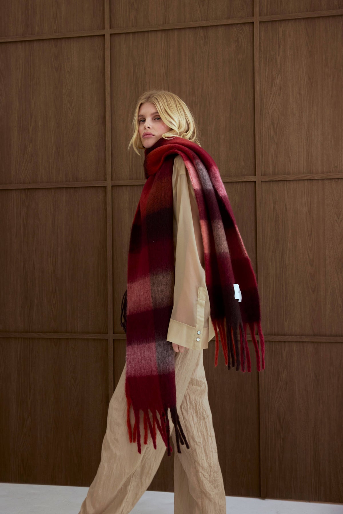 Burgundy check Reykjavik Scarf - Arctic Fox & Co. - North America - The Reykjavik Scarf - 100% Recycled - FW26