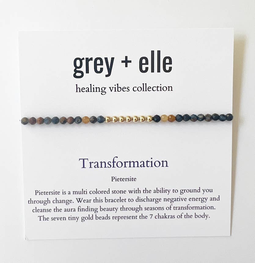 Transformation - Pietersite Beaded Stretch Bracelet - grey + elle - Healing Vibes Collection