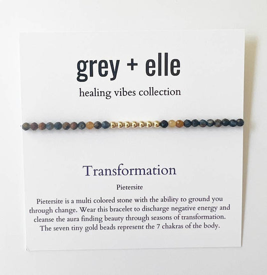 Transformation - Pietersite Beaded Stretch Bracelet - grey + elle - Healing Vibes Collection